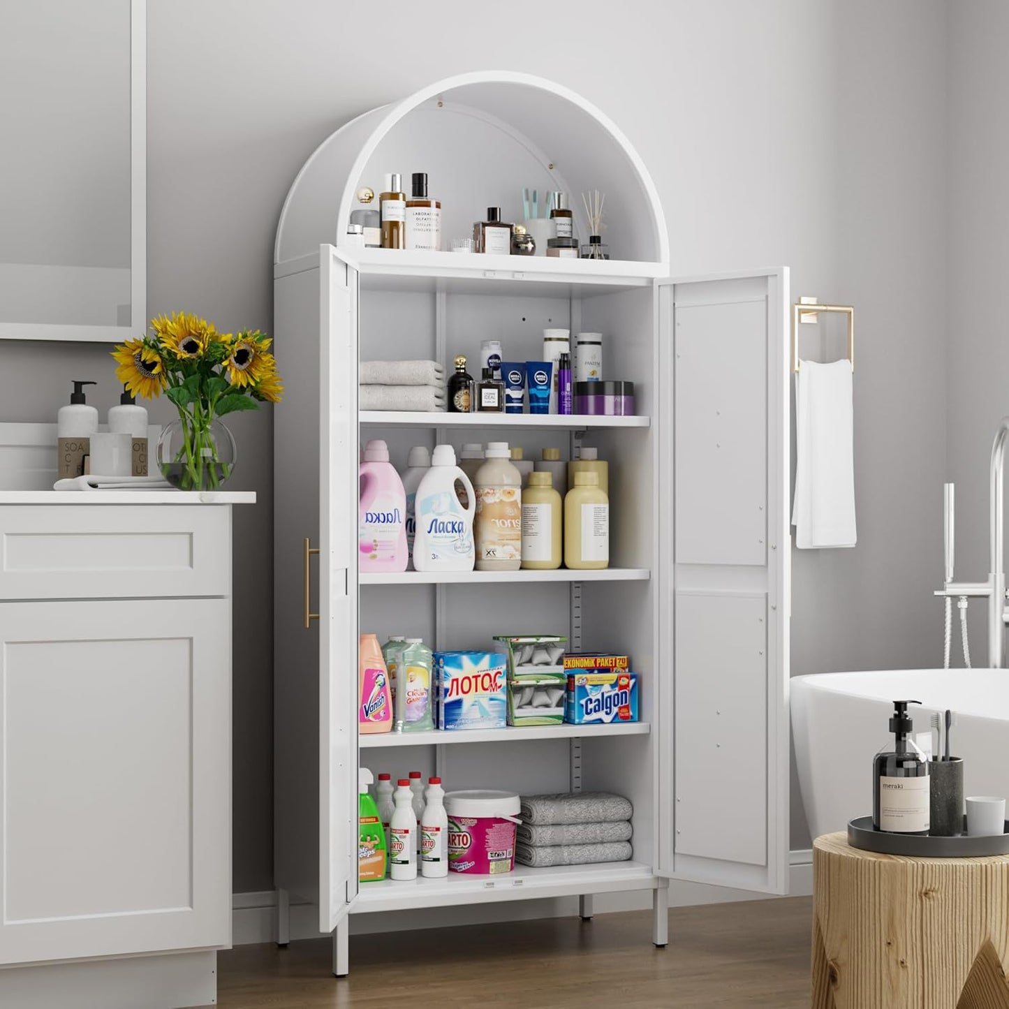 Kitchen Pantry Cabinet – White Freestanding Storage Cupboard