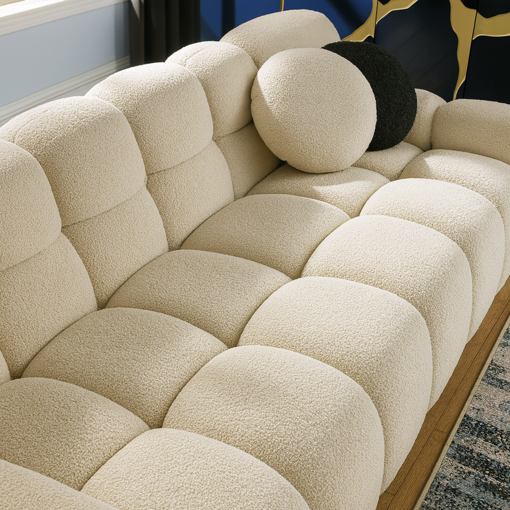 Beige Bouclé Marshmallow 2-Seater Sofa