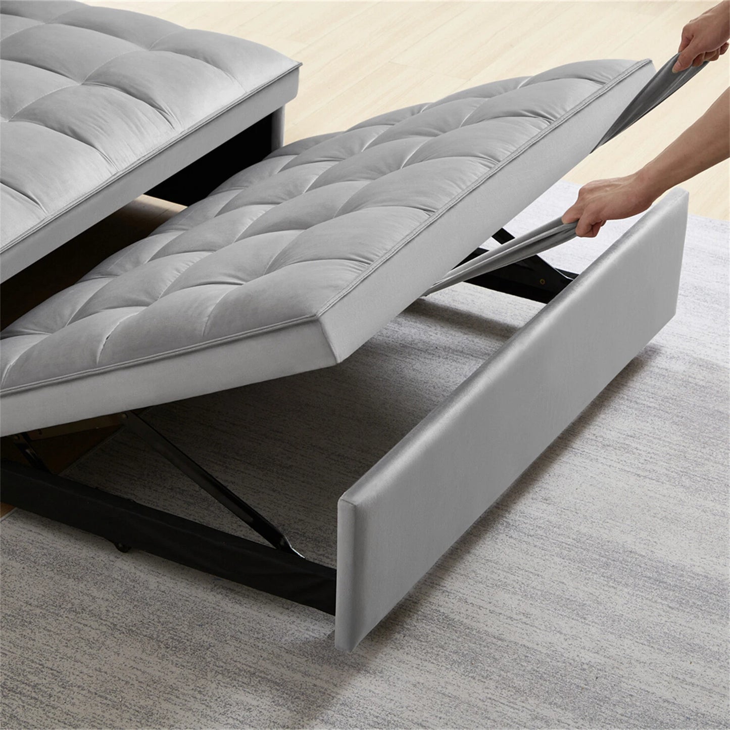 VelvetEase – Convertible 2-Seater Sofa Bed