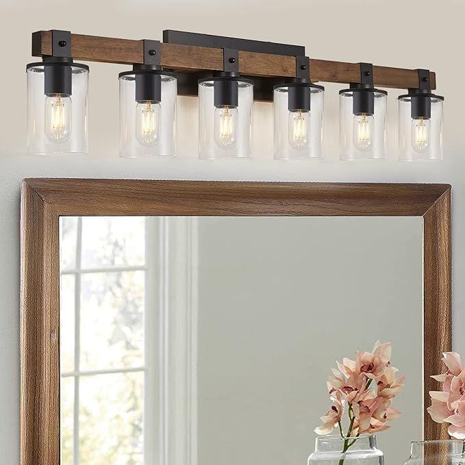 Rustic 6-Light Farmhouse Vanity Light