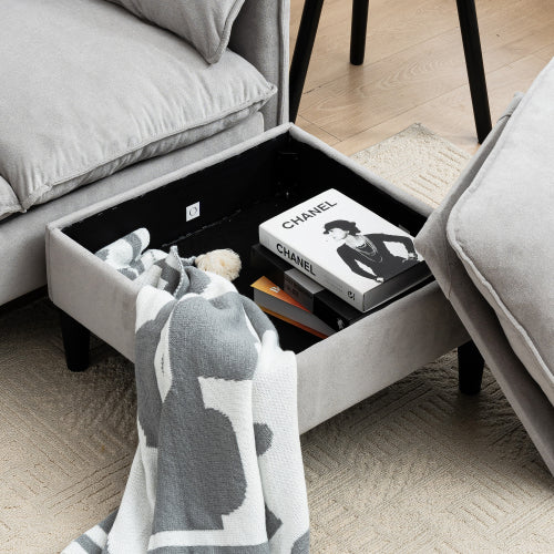 LuxeLounge – Convertible L-Shaped 3-Seater Sofa with Storage & Footstool