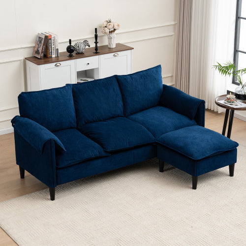 LuxeLounge – Convertible L-Shaped 3-Seater Sofa with Storage & Footstool