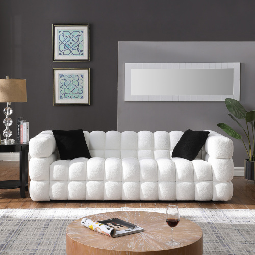 Modern Bouclé Marshmallow Sofa – 3-Seater Plush Cloud Design