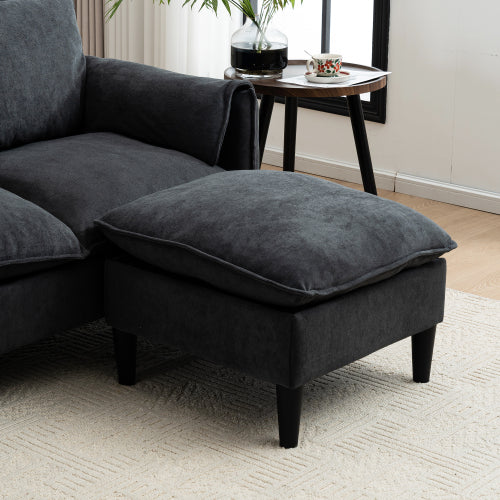 LuxeLounge – Convertible L-Shaped 3-Seater Sofa with Storage & Footstool