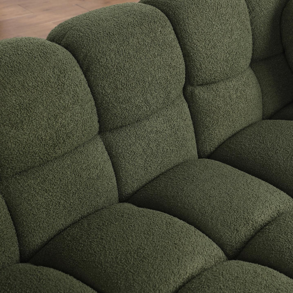 Olive Green Boucle Marshmallow 3-Seater Sofa
