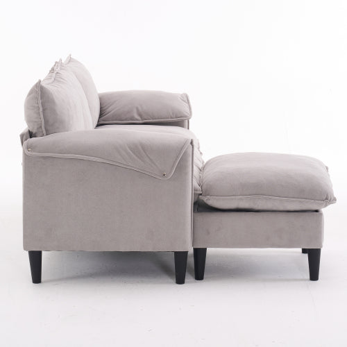 LuxeLounge – Convertible L-Shaped 3-Seater Sofa with Storage & Footstool