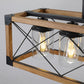 Walnut Industrial Farmhouse 5-Light Rectangle Pendant Chandelier