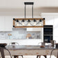 Walnut Industrial Farmhouse 5-Light Rectangle Pendant Chandelier