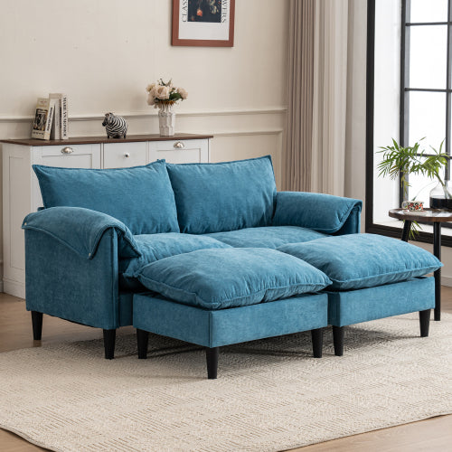 UrbanEase – Convertible 2-Seater Sofa with Storage & Footstools