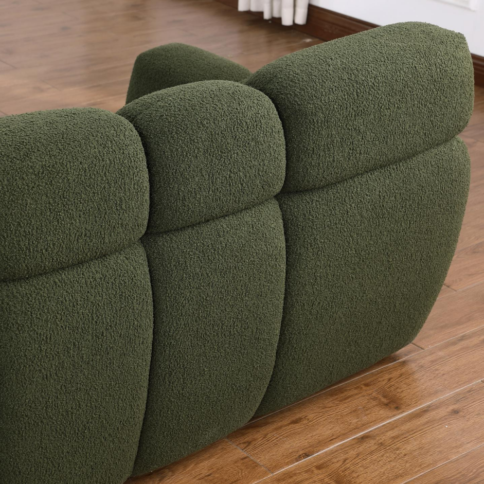 Olive Green Boucle Marshmallow 3-Seater Sofa