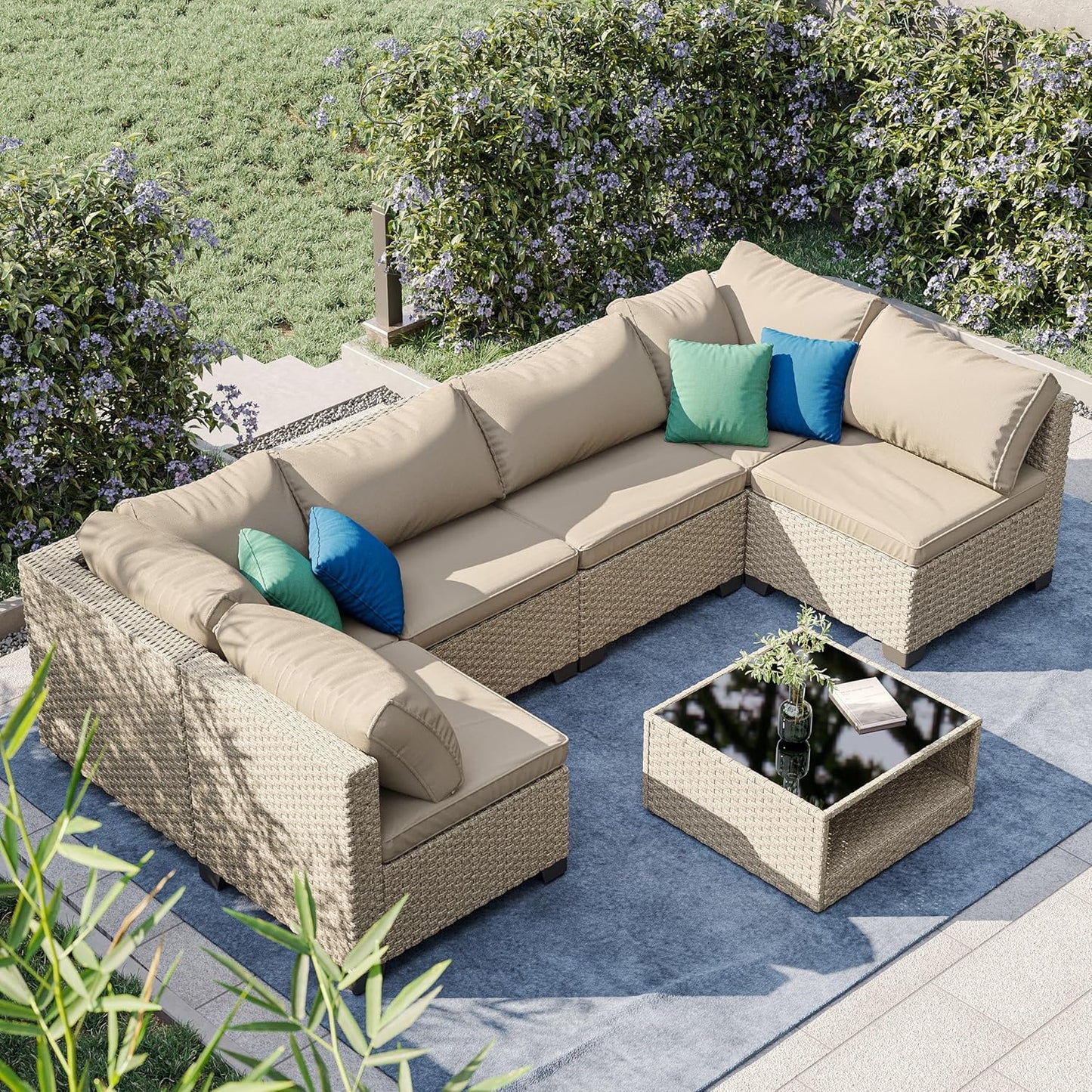 SunnyHaven – 7-Piece Outdoor Patio Sofa Set