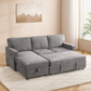 Grey Sleeper Sectional Sofa with Storage & USB Port