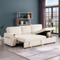 Beige Sleeper Sectional Sofa with Hidden Storage