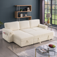 Beige Sleeper Sectional Sofa with Hidden Storage