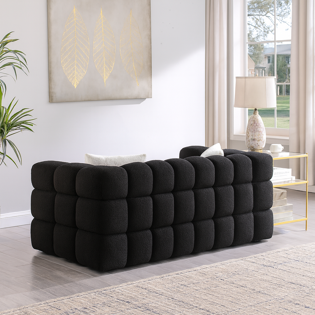 Black Boucle Marshmallow 2-Seater Sofa
