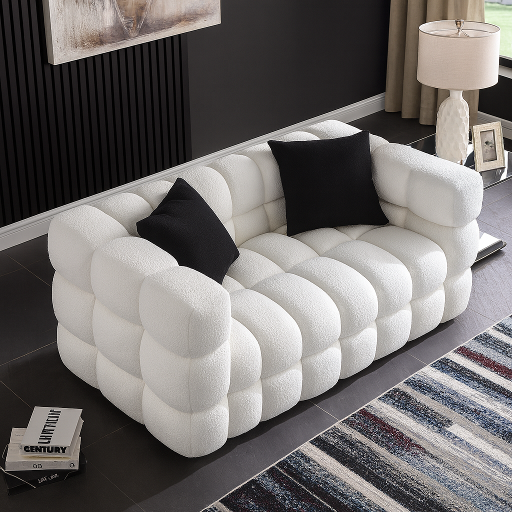 White Boucle Marshmallow 2-Seater Sofa