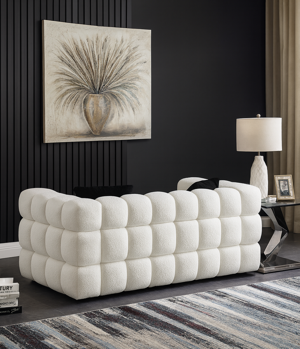 White Boucle Marshmallow 2-Seater Sofa