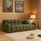 Olive Green Boucle Marshmallow 3-Seater Sofa