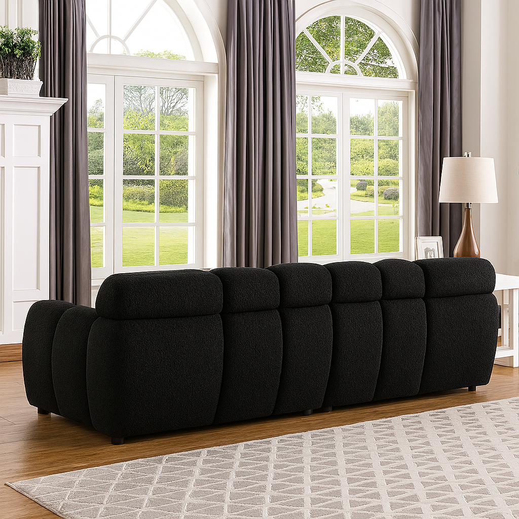 Black Boucle Marshmallow 3-Seater Sofa