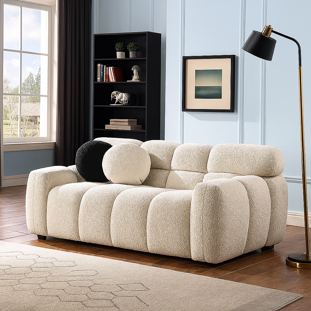 Beige Bouclé Marshmallow 2-Seater Sofa