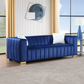 Modern Navy Blue Velvet Channel Sofa
