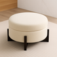 Round Beige Storage Ottoman