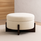 Round Beige Storage Ottoman