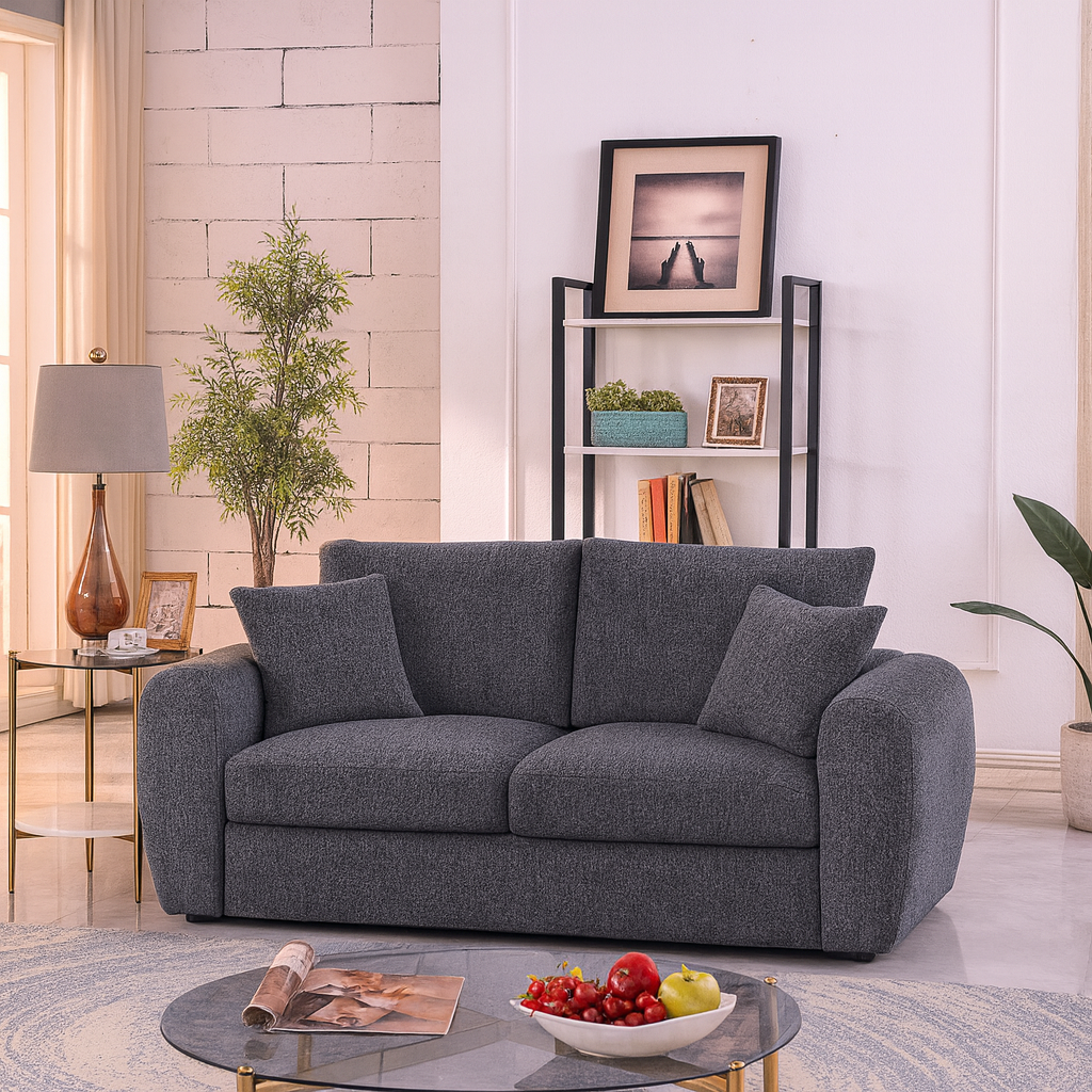 Modern Grey Minimalist 2-Seater Sofa