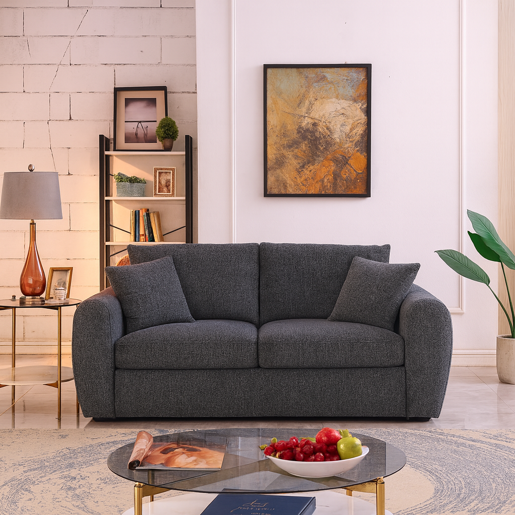Modern Grey Minimalist 2-Seater Sofa