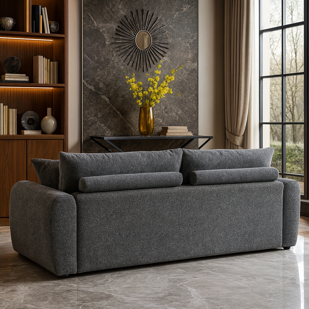 Modern Grey Minimalist 3-Seater Sofa