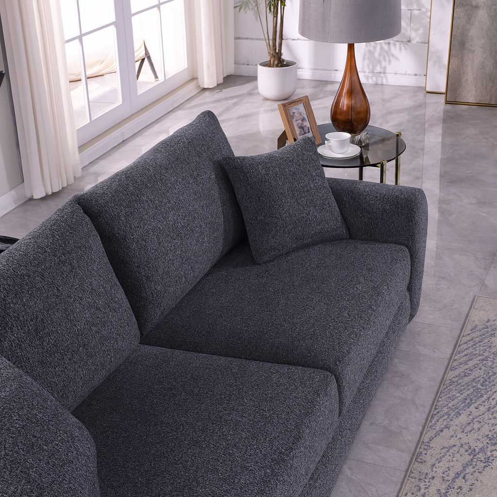 Modern Grey Minimalist 3-Seater Sofa