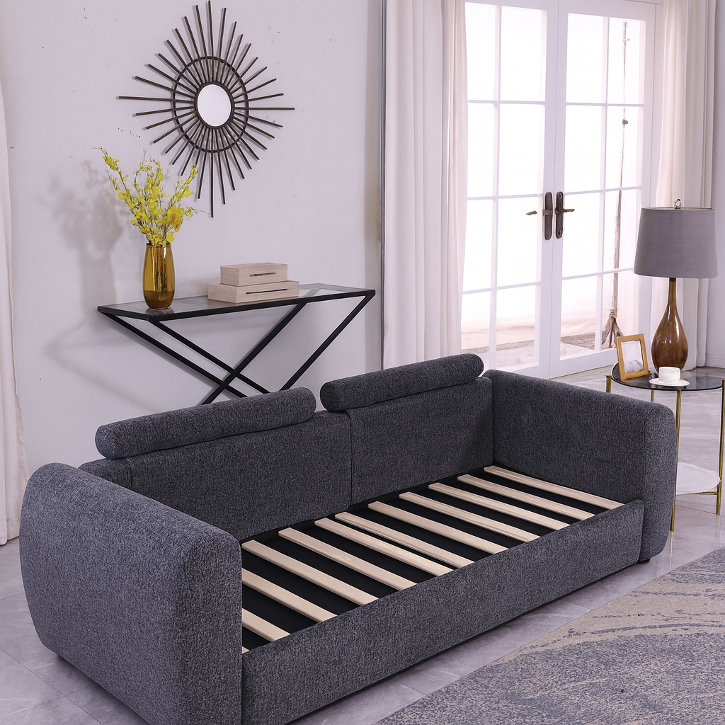 Modern Grey Minimalist 3-Seater Sofa