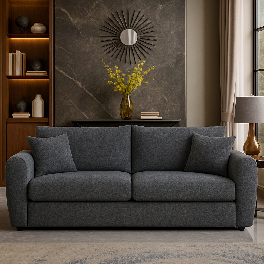 Modern Grey Minimalist 3-Seater Sofa