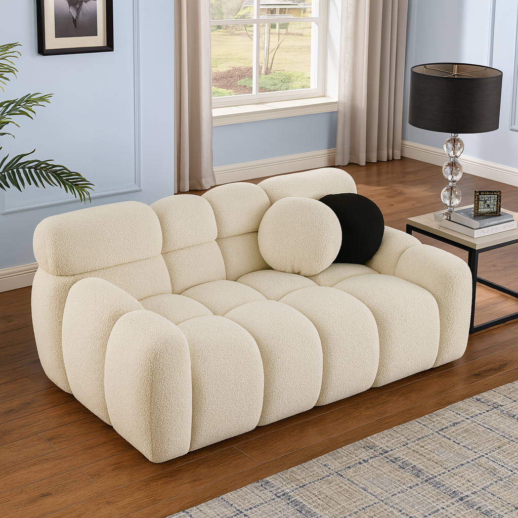 Beige Bouclé Marshmallow 2-Seater Sofa