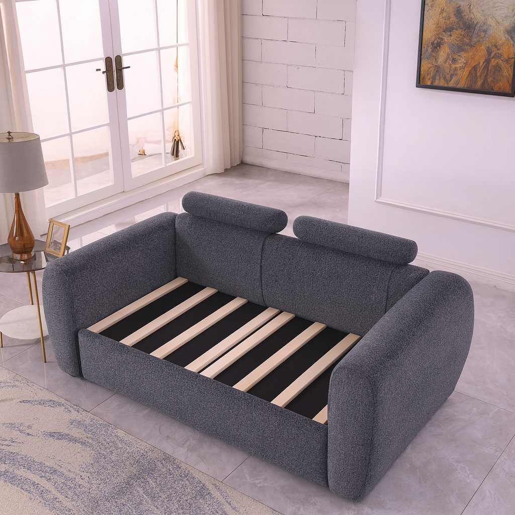 Modern Grey Minimalist 2-Seater Sofa