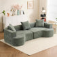 CloudCurve – Modern Curved 3-Seater Corduroy Sofa with 3 Pillows