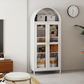 Metal Arched Cabinet – Farmhouse Kitchen Pantry & Glass Bookcase