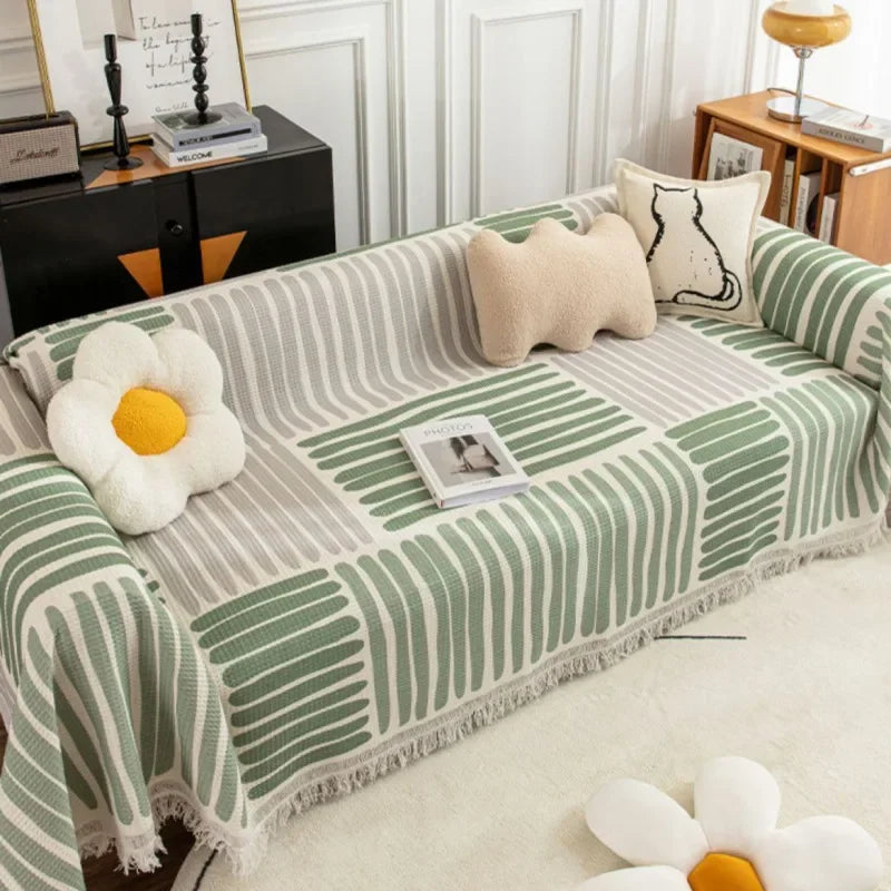 NordicNest - Sofa cover with tassel trim