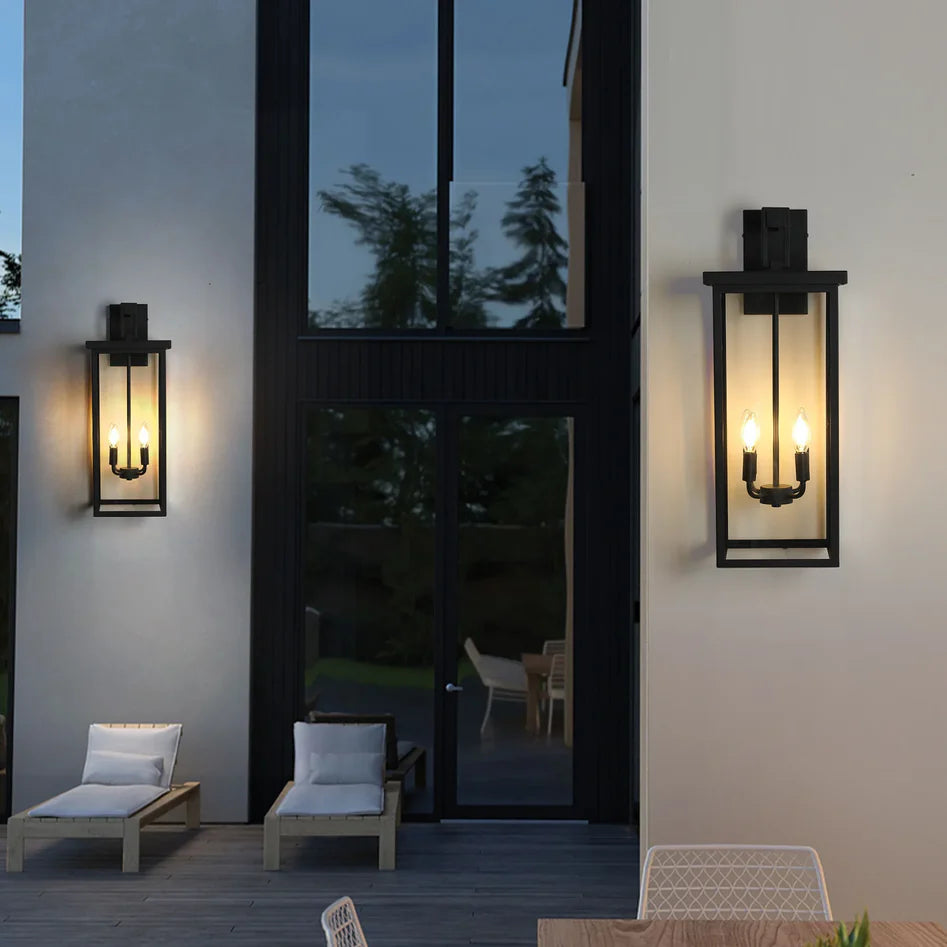 Modern Black Metal Outdoor Wall Lantern
