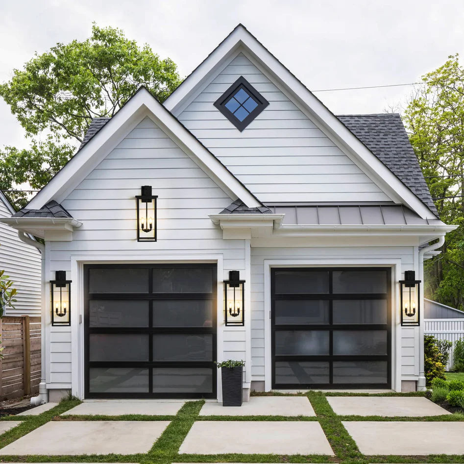 Modern Black Metal Outdoor Wall Lantern