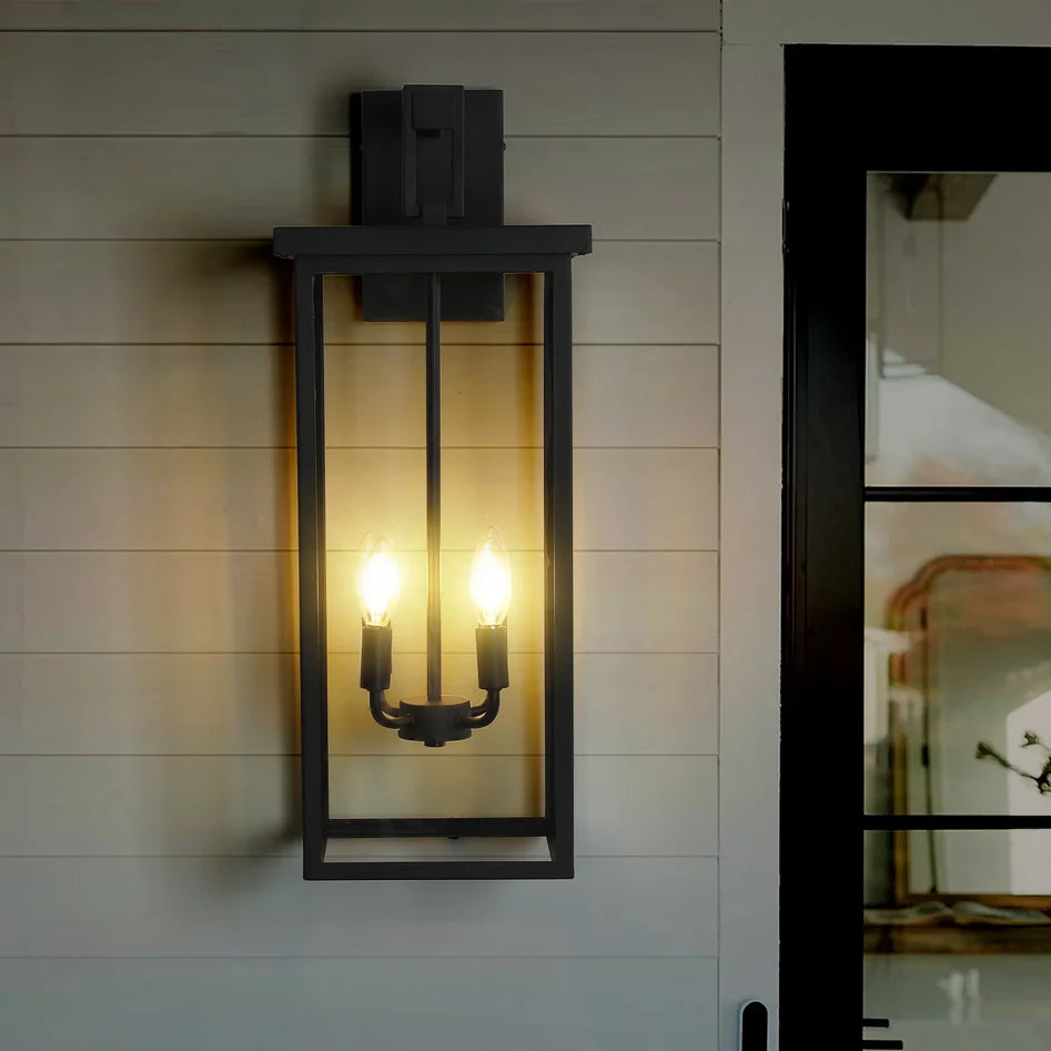 Modern Black Metal Outdoor Wall Lantern