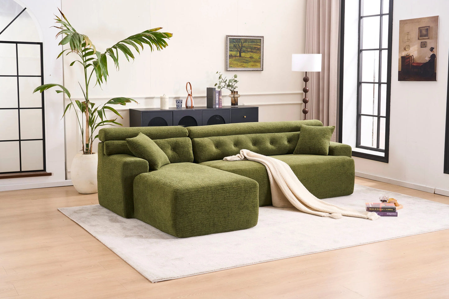 LuxeCove Chaise Lounge Sofa - Soft Modular 4-Seater