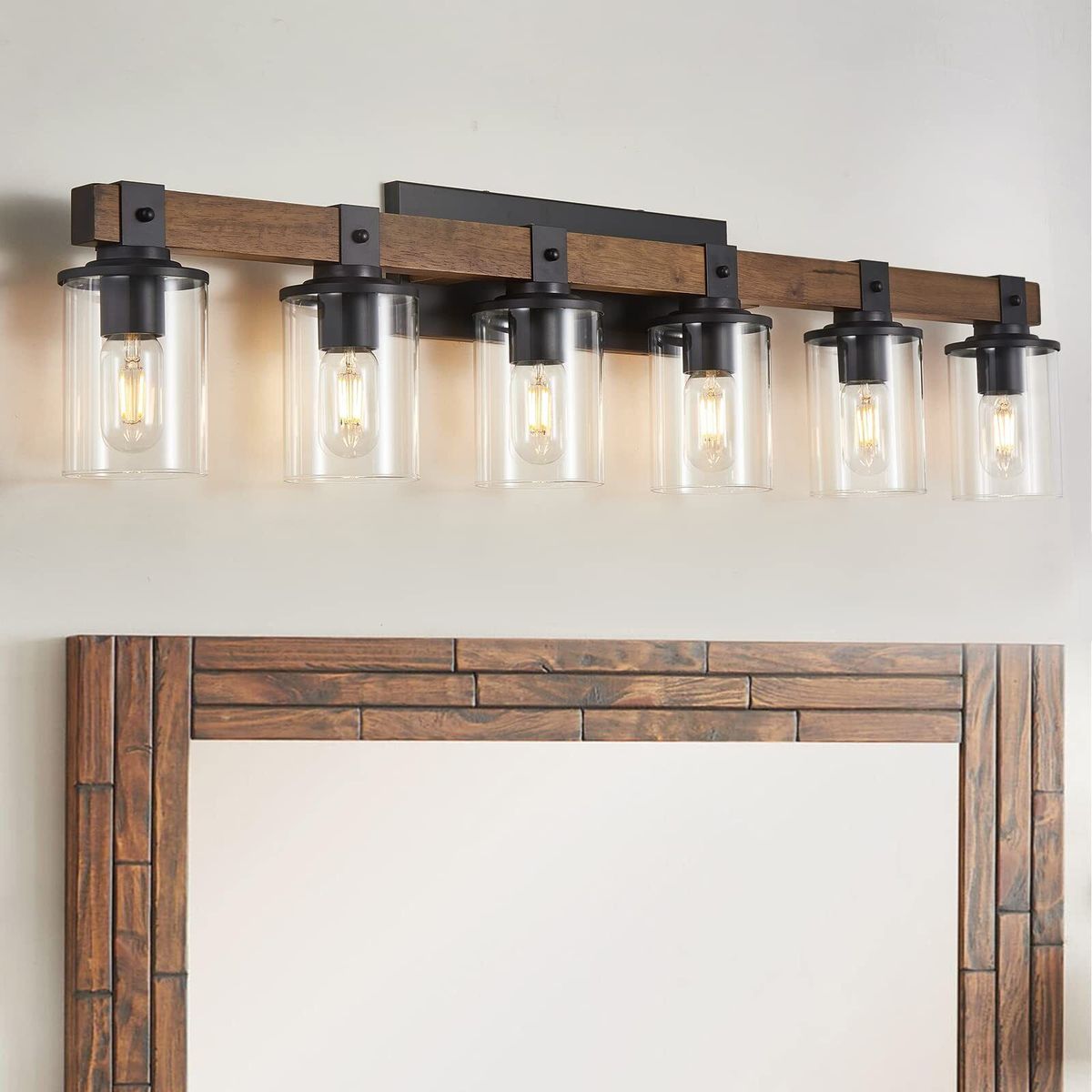 Rustic 6-Light Farmhouse Vanity Light