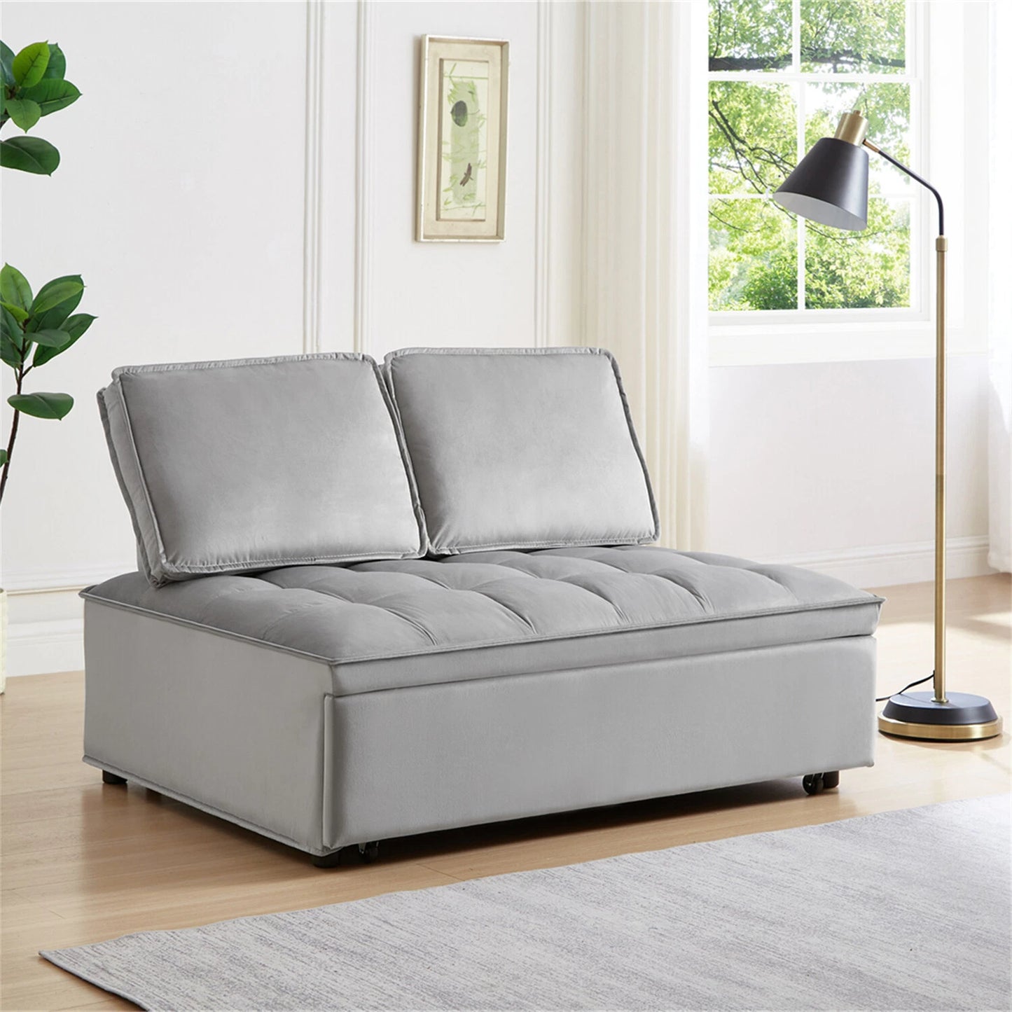 VelvetEase – Convertible 2-Seater Sofa Bed