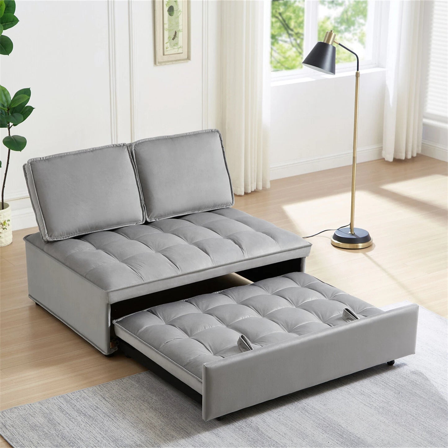VelvetEase – Convertible 2-Seater Sofa Bed