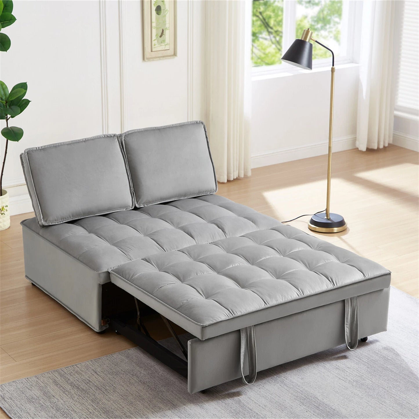 VelvetEase – Convertible 2-Seater Sofa Bed